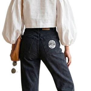 Vtg 80s 90s Cobra Jeans globe logo cotton denim black straight ankle jeans 30